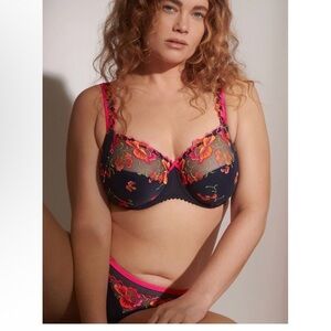 Prima Donna Black and Pink Floral Bra